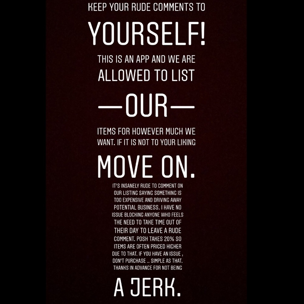 PLEASE KEEP YOUR COMMENTS TO YOURSELF.